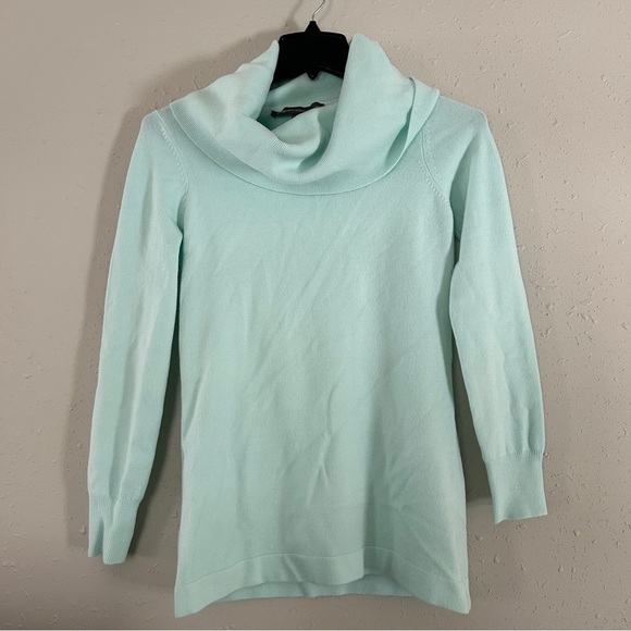 French Connection Mint Green Turtle Neck Sweater Tunic Soft Comfy Spring Medium - Picture 1 of 6
